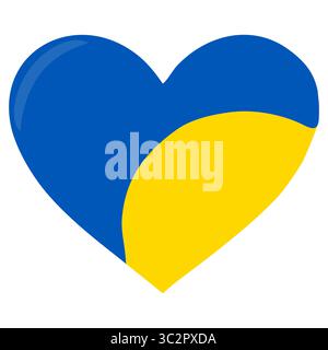 Abstract vector heart shape design in Ukrainian flag colors: vibrant blue and yellow, symbolizing patriotism and support. Stock Vector