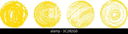 Yellow Japan style sun icon set. Vector round speech bubbles post designs elements for school children or kindergarten kids. Creative grungy Stock Vector