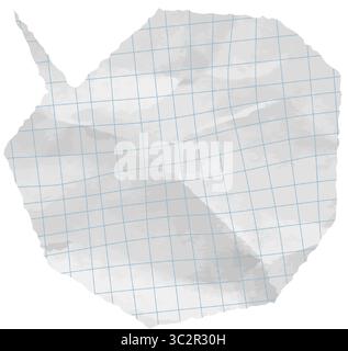 Wrinkled and crumpled torn paper speech bubble with square grid. Comic-style chat tag and note texture ideal for school cutout graphics or handmade Stock Vector