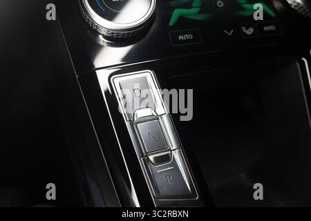 Car gearbox shift handle stick in parking position Stock Photo