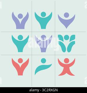 "Health and Wellness Symbols Grid" Stock Vector