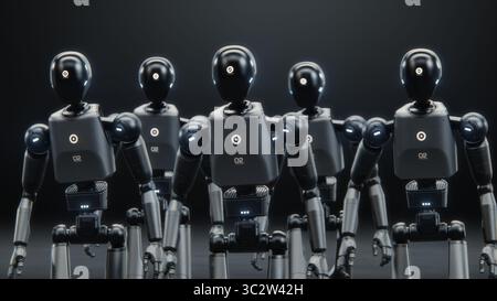 Futuristic Visualization of Group of Advanced High-Tech Humanoid Robots ...