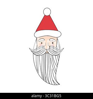 Santa Claus portrait. Christmas character face. Holiday legend figure. Vector festive head. Stock Vector