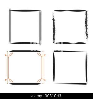 Square outline icon. Frame boundary symbol. Vector edge graphic. Black thin design. Stock Vector