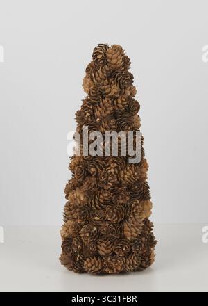dried pine blossoms christmas tree isolated nature background with clipping path Stock Photo