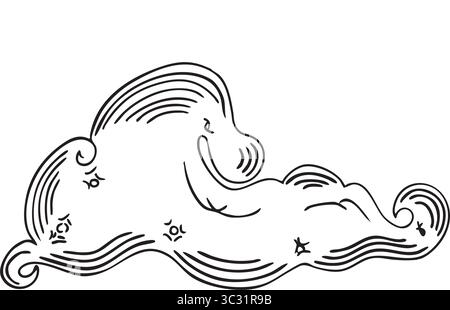 Cloud for weather and climate related design Hand drawn. Vector illustration on white background  Stock Vector