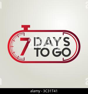 Introducing the 7 "Countdown, Days to Go" Days Banner! countdown the days. Nine, eight, seven, six, five, four, three, two, one, zero days left Stock Vector