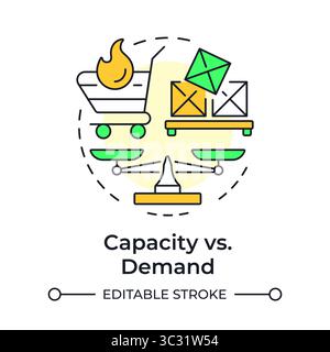 Capacity vs demand multi color concept icon Stock Vector