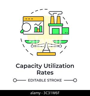 Capacity utilization rates multi color concept icon Stock Vector