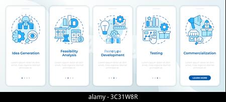 Innovation funnel blue onboarding mobile app screen Stock Vector