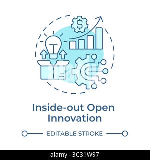 Inside out open innovation soft blue concept icon Stock Vector