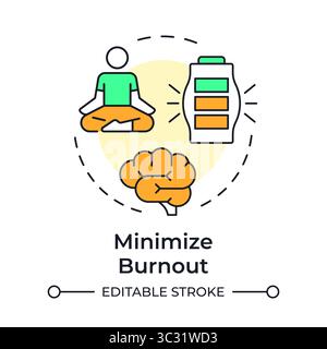 Minimize burnout multi color concept icon Stock Vector