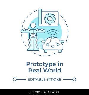 Prototype in real world soft blue concept icon Stock Vector