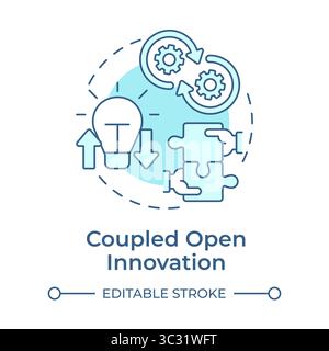 Coupled open innovation soft blue concept icon Stock Vector