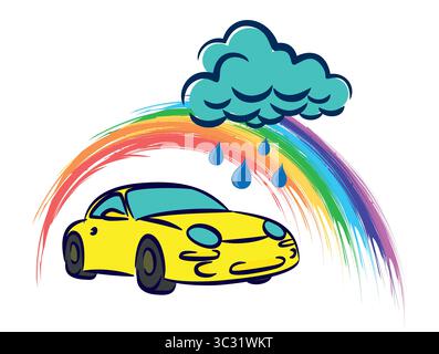 A logo of car wash with rainy cloud. Stock Vector
