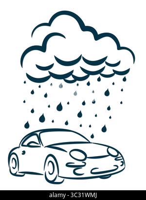 A logo car wash with rainy cloud. Stock Vector