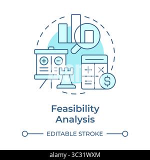 Feasibility analysis soft blue concept icon Stock Vector