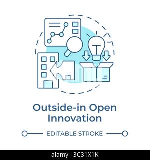 Outside in open innovation soft blue concept icon Stock Vector