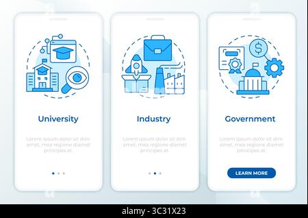 Triple helix model blue onboarding mobile app screen Stock Vector