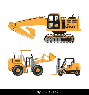 Excavator mascot logo design vector with modern illustration concept style for badge, emblem and t shirt printing. Excavator vector set illustration. Stock Vector