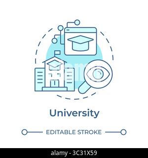 University soft blue concept icon Stock Vector