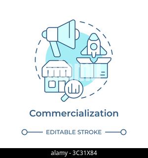 Commercialization soft blue concept icon Stock Vector