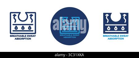 The three images are all related to the concept of breathable fabric. The first image shows a close up of a fabric with a blue background Stock Vector