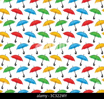 A seamless background with color umbrellas. Stock Vector