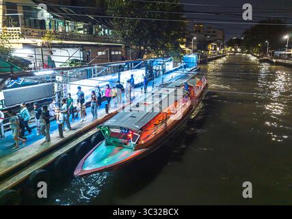 Thailand-May 14 2024: At nighttime,close to the Golden Mount landmark and offering transport via the extensive waterway network in the city,the useful Stock Photo