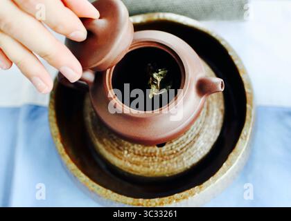 Preparing for a Chinese Tea Ceremony Stock Photo