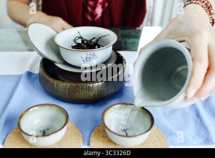 Preparing for Chinese Tea Ceremony Stock Photo