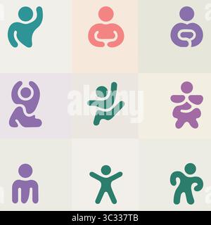 "Health and Fitness Icons Grid" Stock Vector