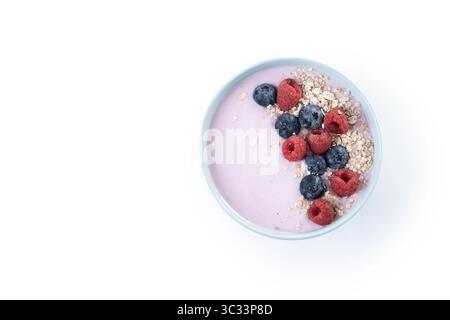 Healthy smoothie bowl with berries isolated on white background Stock Photo