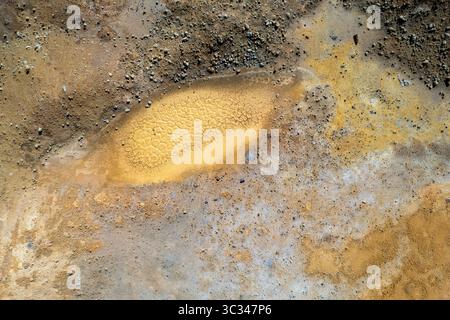 Dried mud creating abstract patterns in a barren, desert landscape, showcasing the effects of drought and arid conditions Stock Photo