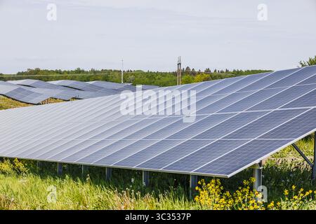 Large Solar Panel Array Generating Renewable Power Stock Photo