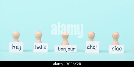 European Languages, Word Hello In Different Language Spoken In Europe, Concept Of Multilingual Business And Community, Multilingualism In The EU Stock Photo