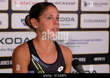 Palermo, Italy. 25th July, 2025. Giorgia Pedone in Press Conference during the 36th Palermo Ladies Open at Country Time Club during 36° Palermo Ladies Open, International Tennis match in Palermo, Italy, July 25 2025 Credit: Independent Photo Agency/Alamy Live News Stock Photo