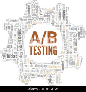 A/B Testing word cloud conceptual design isolated on white background. Stock Vector