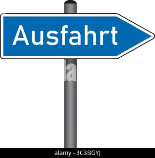 german blue exit traffic sign isolated vector illustration Stock Vector