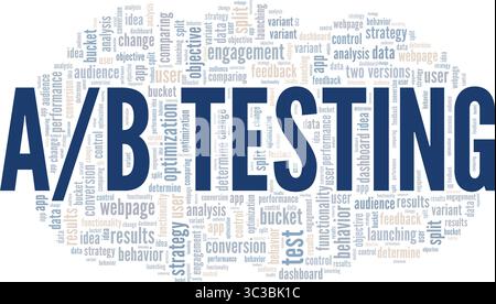 A/B Testing word cloud conceptual design isolated on white background. Stock Vector