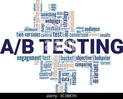 A/B Testing word cloud conceptual design isolated on white background. Stock Vector