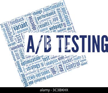 A/B Testing word cloud conceptual design isolated on white background. Stock Vector