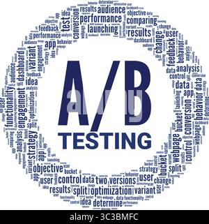 A/B Testing word cloud conceptual design isolated on white background. Stock Vector