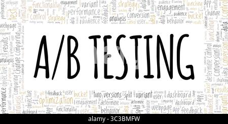 A/B Testing word cloud conceptual design isolated on white background. Stock Vector