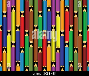 Seamless background with colored pencils. Stock Vector