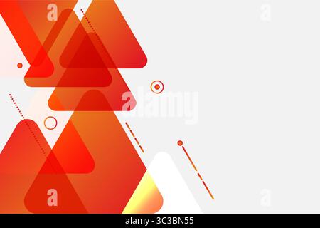 Colorful abstract background featuring overlapping red orange triangles and geometric lines on a light backdrop, Ideal for design and presentations, v Stock Vector