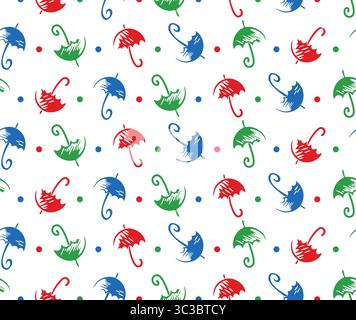 A seamless background with color umbrellas. Stock Vector