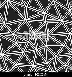 Triangles pattern geometric design. Large triangles size. Solid shapes in frames. Black and white style. Repeatable pattern. Vibrant vector tiles. Stock Vector