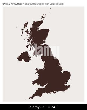 United Kingdom - plain country shape. Low, medium and high detailed ...