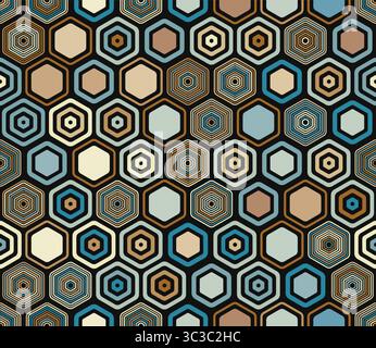 Seamless mosaic background. Geometric elements of varied style and color. Hexagonal cells. Tileable pattern. Seamless background. Stock Vector
